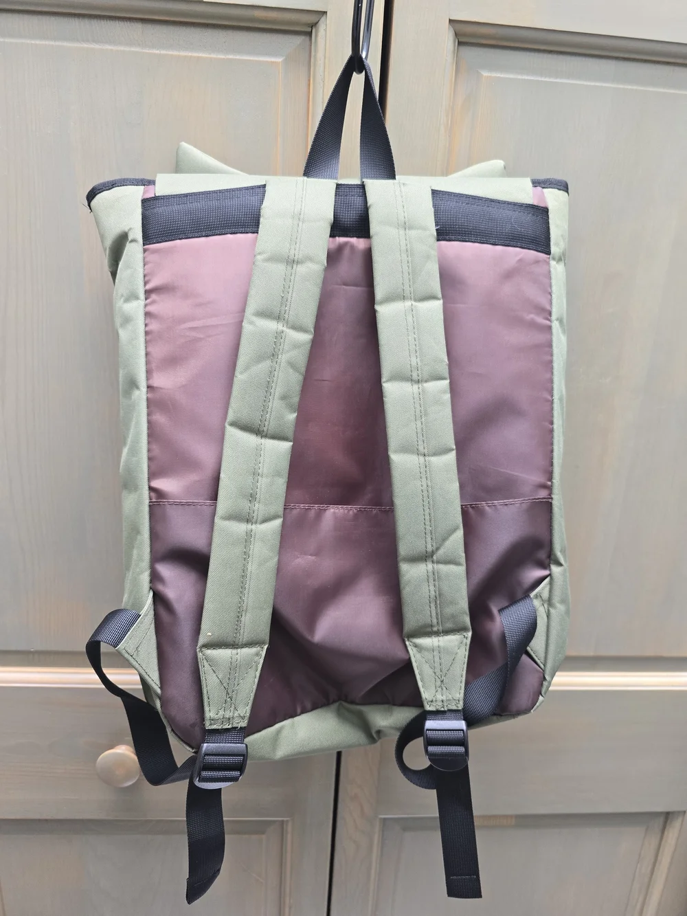 Olive Green Cat Backpack with Pink Paw Accents